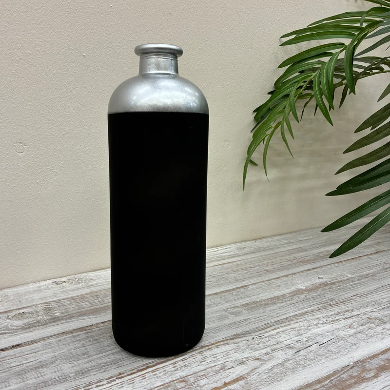 Countryfield Vase Silber Schwarz Matt Design Deko 33cm