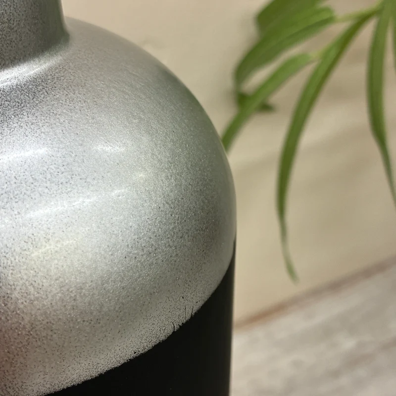 Countryfield Vase Silber Schwarz Matt Design Deko 33cm