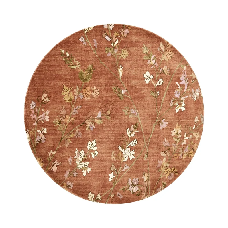 Waschbarer Teppich Rund - Misty Floral Terrakotta
