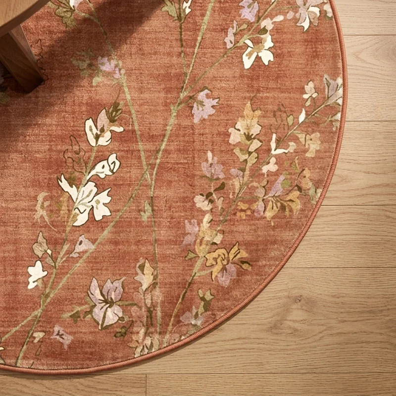 Waschbarer Teppich Rund - Misty Floral Terrakotta