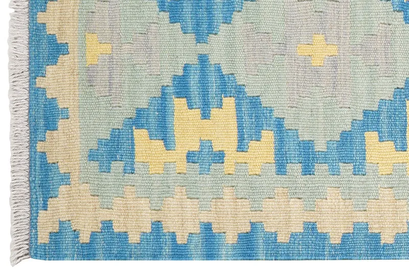 Kelim Gashgai · Handgewebt – Blau, 246x61 cm