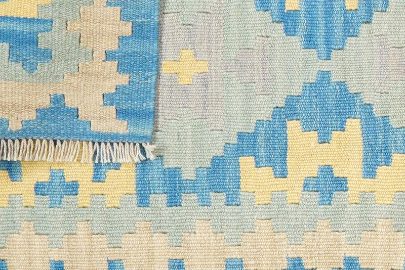 Kelim Gashgai · Handgewebt – Blau, 246x61 cm