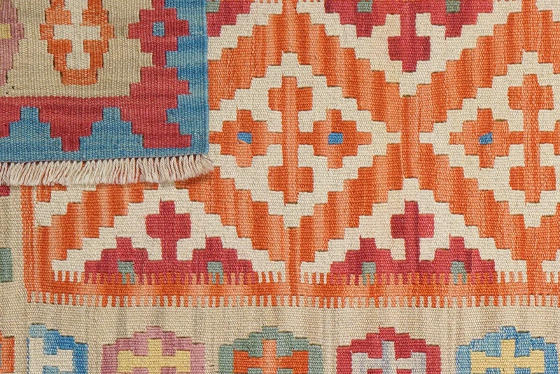 Kelim Gashgai · Handgewebt – Orange, 140x85 cm