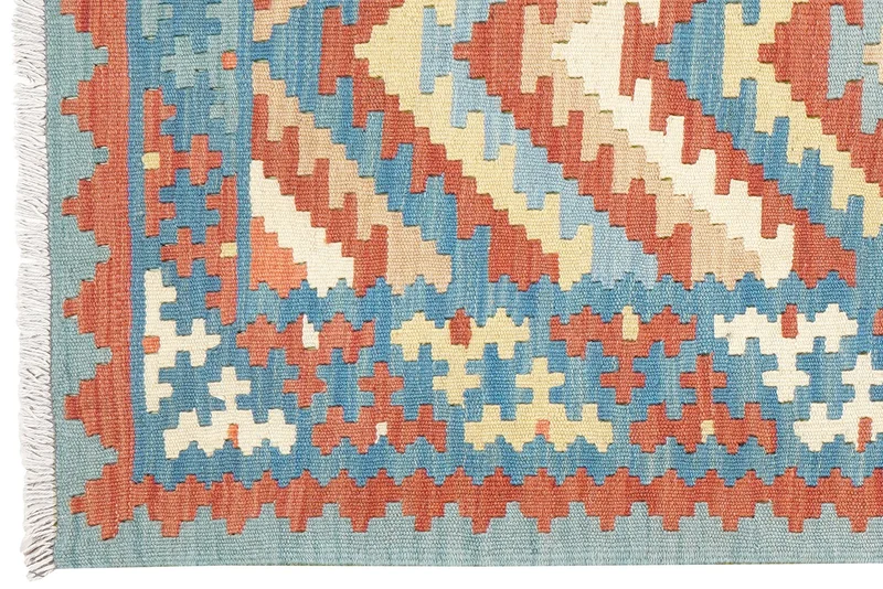 Kelim Gashgai · Handgewebt – Blau, 194x88 cm