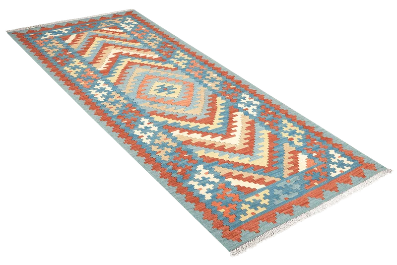 Kelim Gashgai · Handgewebt – Blau, 194x88 cm