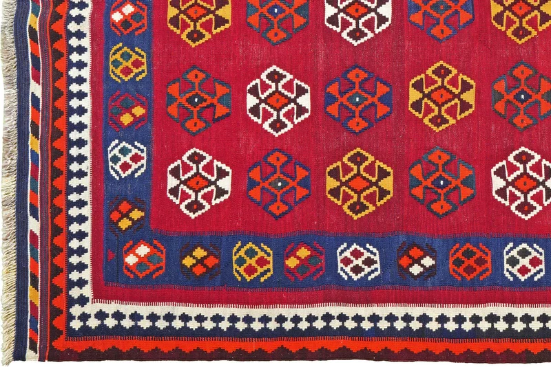 Kelim Gashgai Old · Handgewebt – Rot, 245x166 cm
