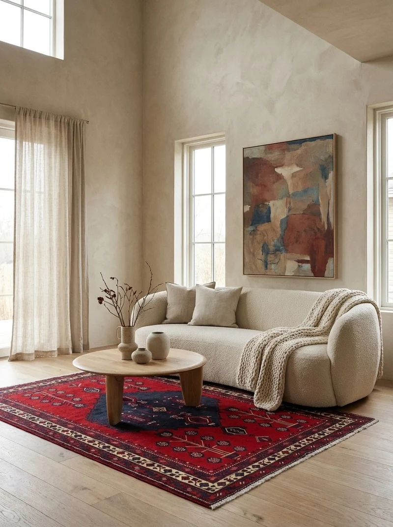 Afshar · Handgeknüpft – Rot, 212x156 cm