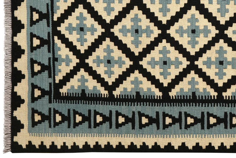 Kelim Gashgai · Handgewebt – Schwarz, 179x128 cm