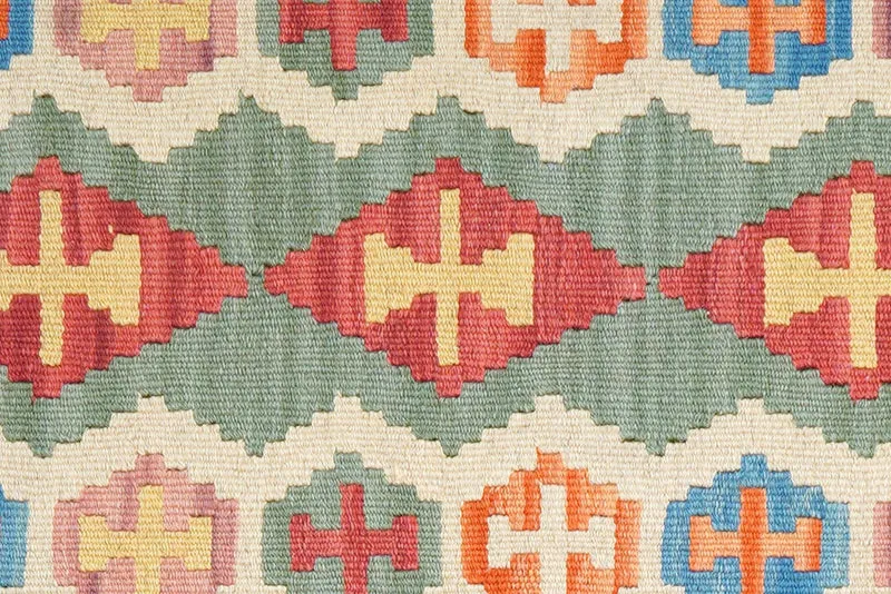 Kelim Gashgai · Handgewebt – Grün, 249x61 cm