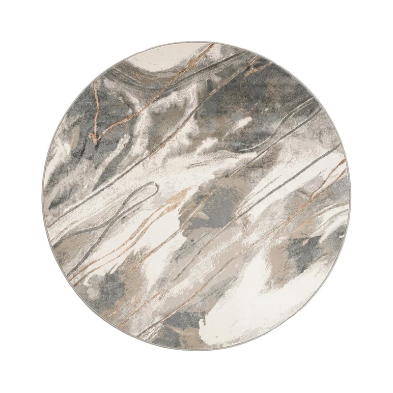 Waschbarer Teppich Rund - Misha Lines Creme Braun
