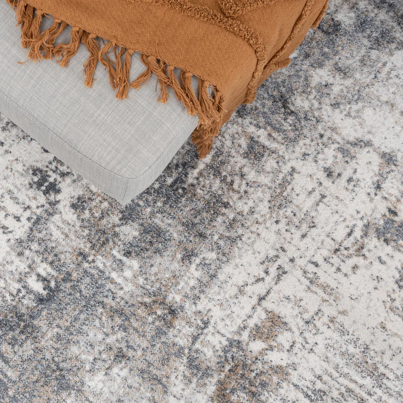 Waschbarer Teppich Rund - Misha Grunge Creme Grau