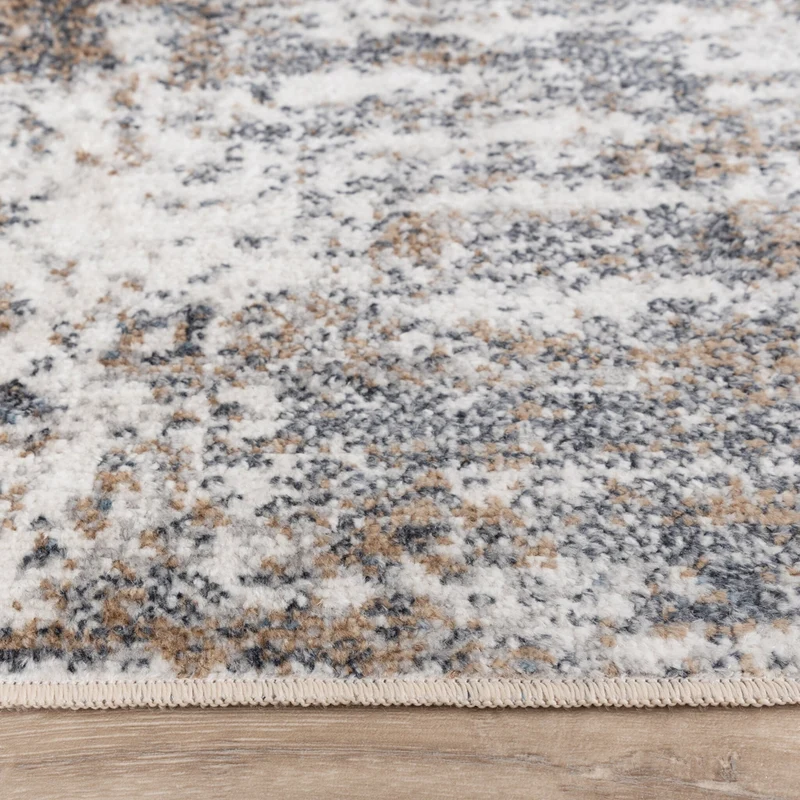 Waschbarer Teppich Rund - Misha Grunge Creme Grau