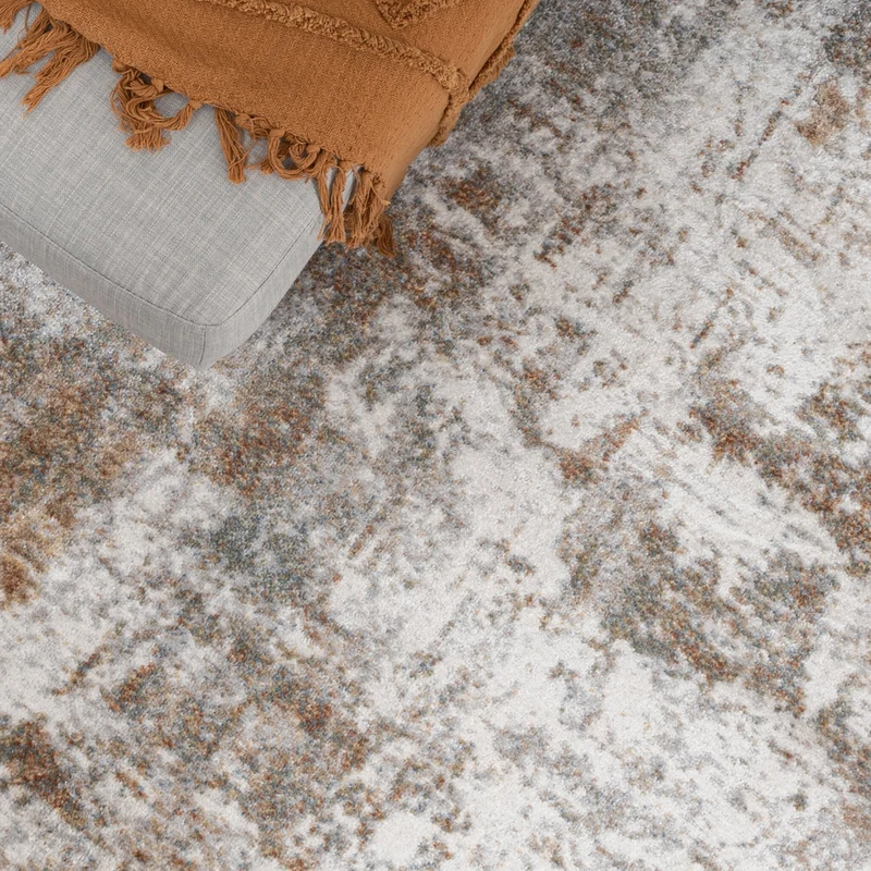 Waschbarer Teppich Rund - Misha Grunge Creme Braun