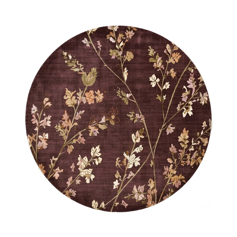 Waschbarer Teppich Rund - Misty Floral Braun