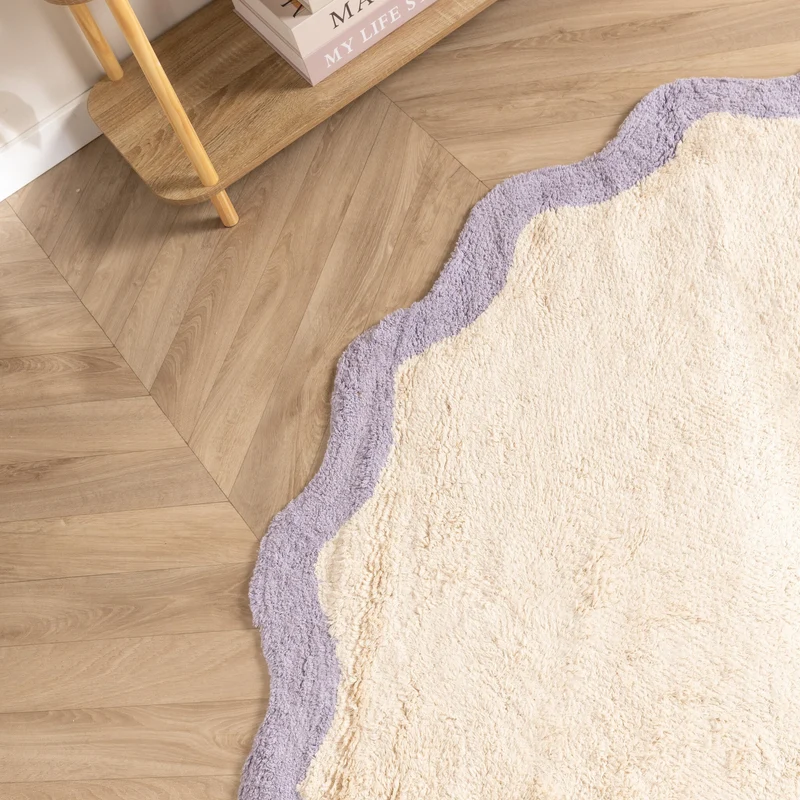 Waschbarer Teppich Rund - Hazy Lila Creme