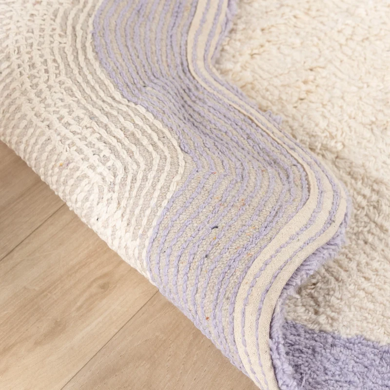 Waschbarer Teppich Rund - Hazy Lila Creme