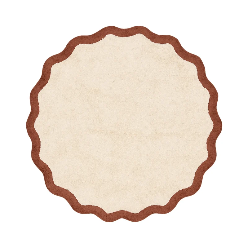 Waschbarer Teppich Rund - Hazy Braun Creme