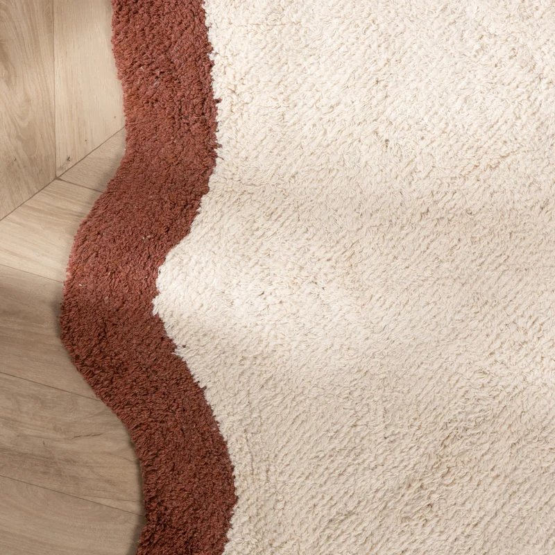 Waschbarer Teppich Rund - Hazy Braun Creme