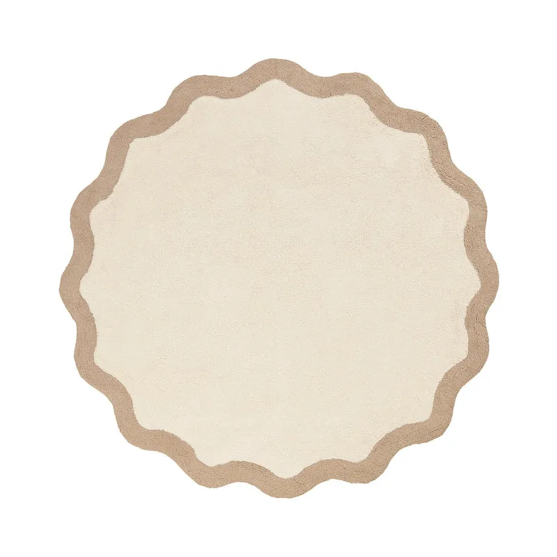 Waschbarer Teppich Rund - Hazy Beige Creme