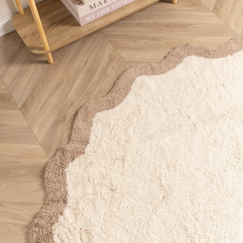 Waschbarer Teppich Rund - Hazy Beige Creme
