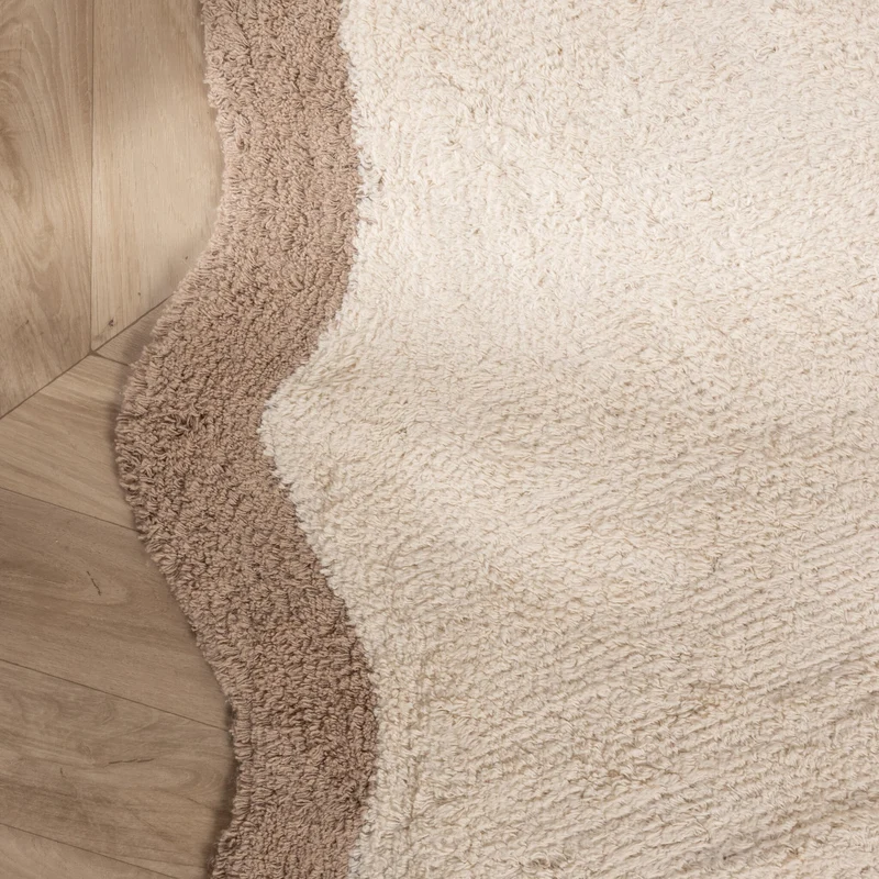 Waschbarer Teppich Rund - Hazy Beige Creme
