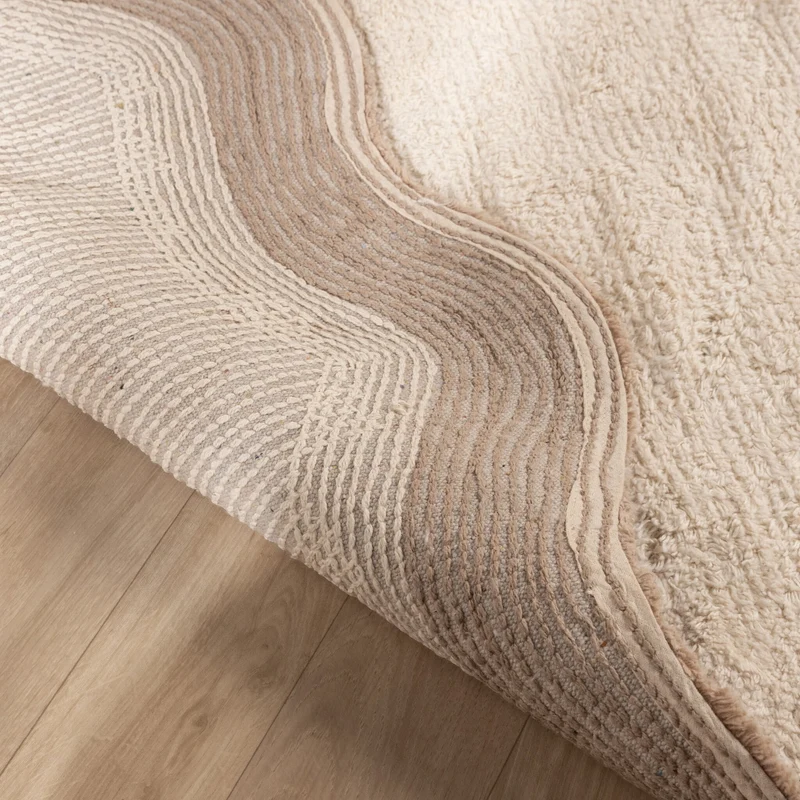 Waschbarer Teppich Rund - Hazy Beige Creme