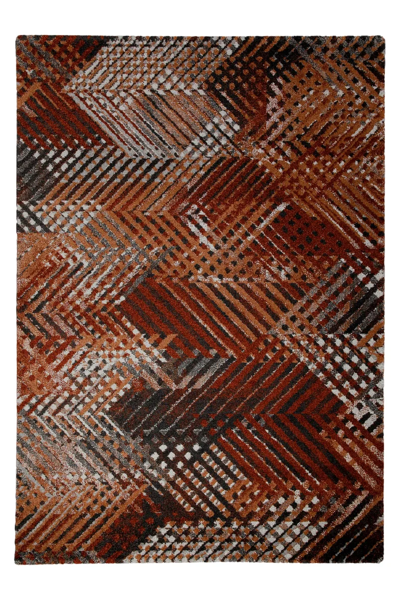 160x230 Teppich Wohnzimmer Rot Fischgrätenmuster