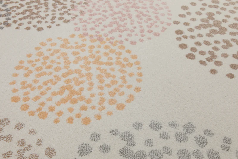 Teppich 160x230 Wohnzimmer Beige Kreise Farbig