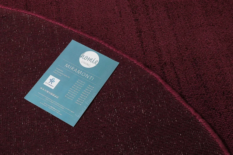 Teppich Rund Bordeaux Rot Kurzflor "Miramonti" Homie Living