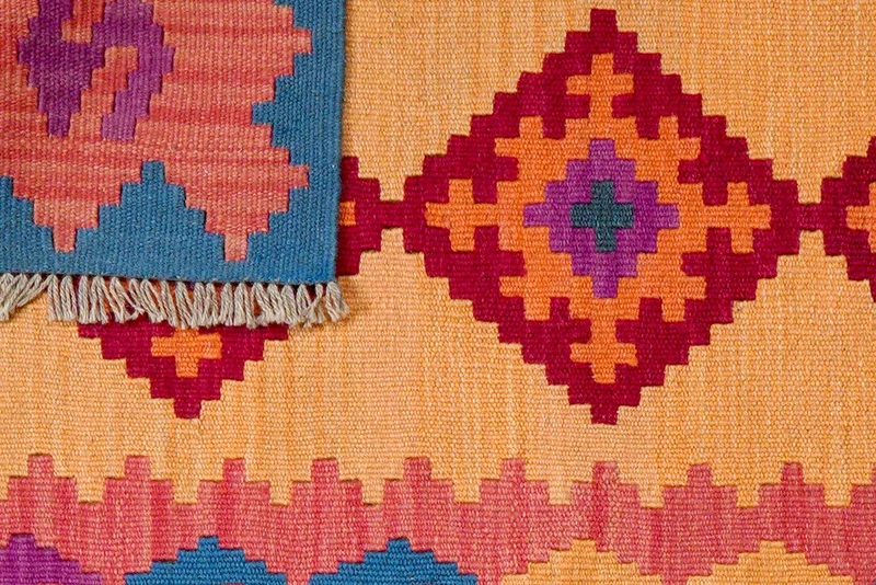 Kelim Gashgai · Handgewebt – Orange, 125x85 cm