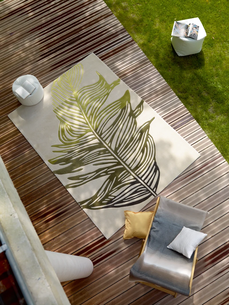 Esprit Teppich 140x200 Beige Feder Grüntöne