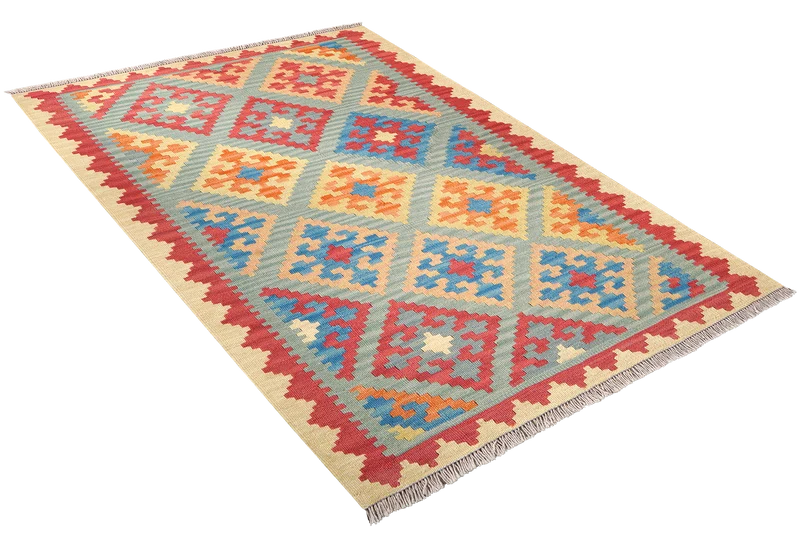 Kelim Gashgai · Handgewebt – Grün, 147x106 cm