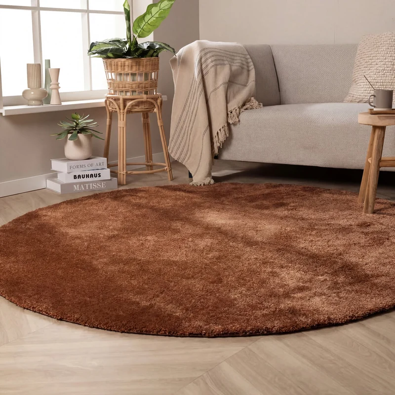Waschbarer Teppich Rund - Clean Kupfer