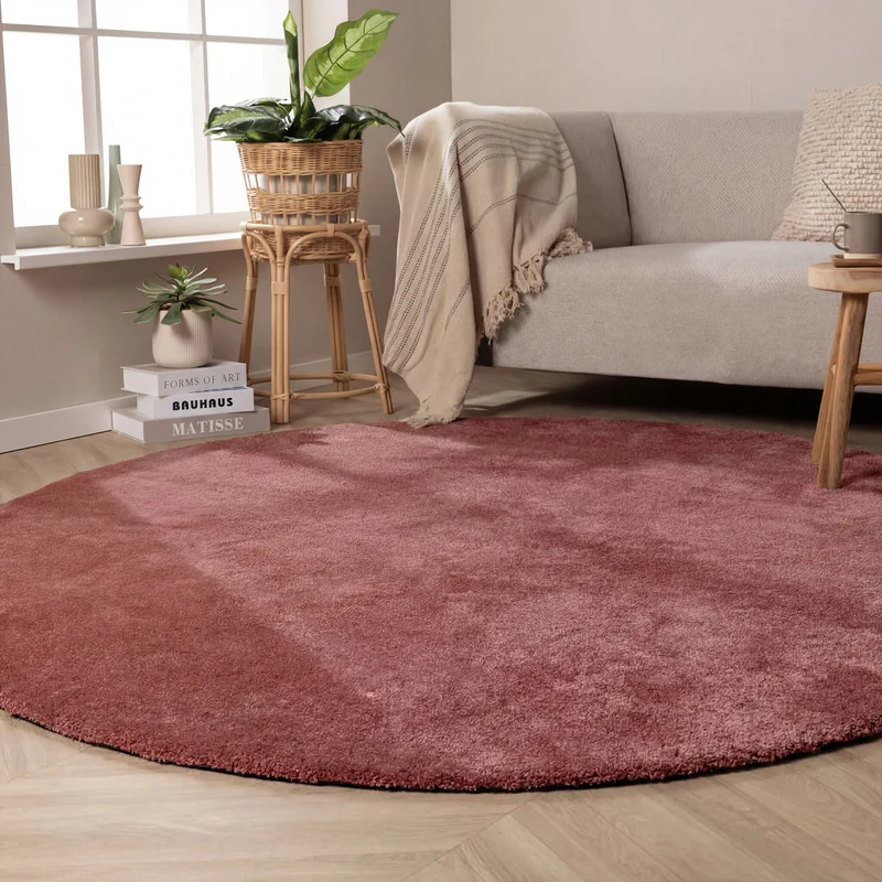 Waschbarer Teppich Rund - Clean Rosa