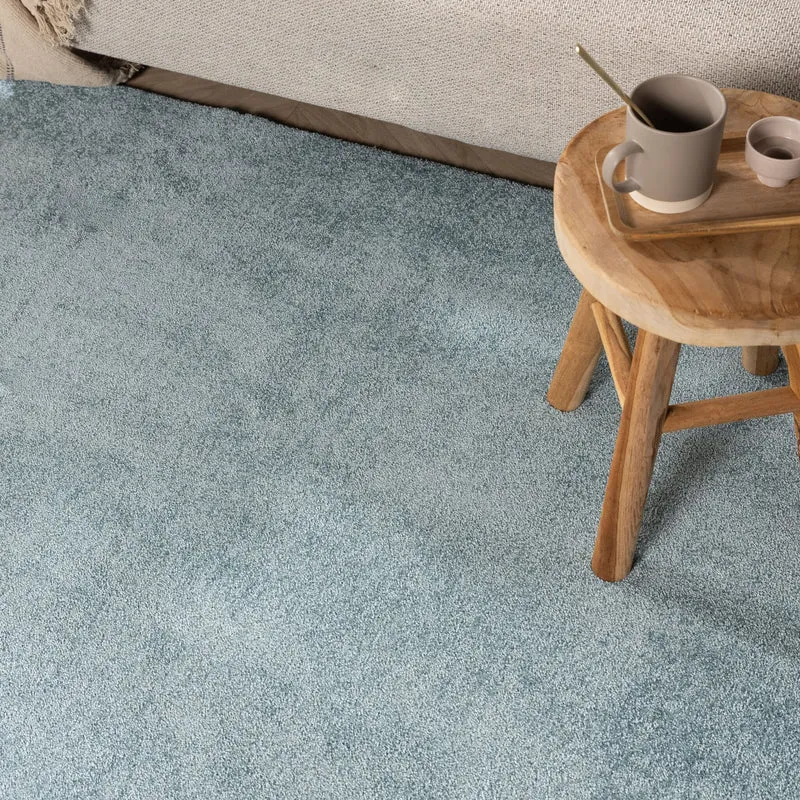 Waschbarer Teppich Rund - Clean Hellblau