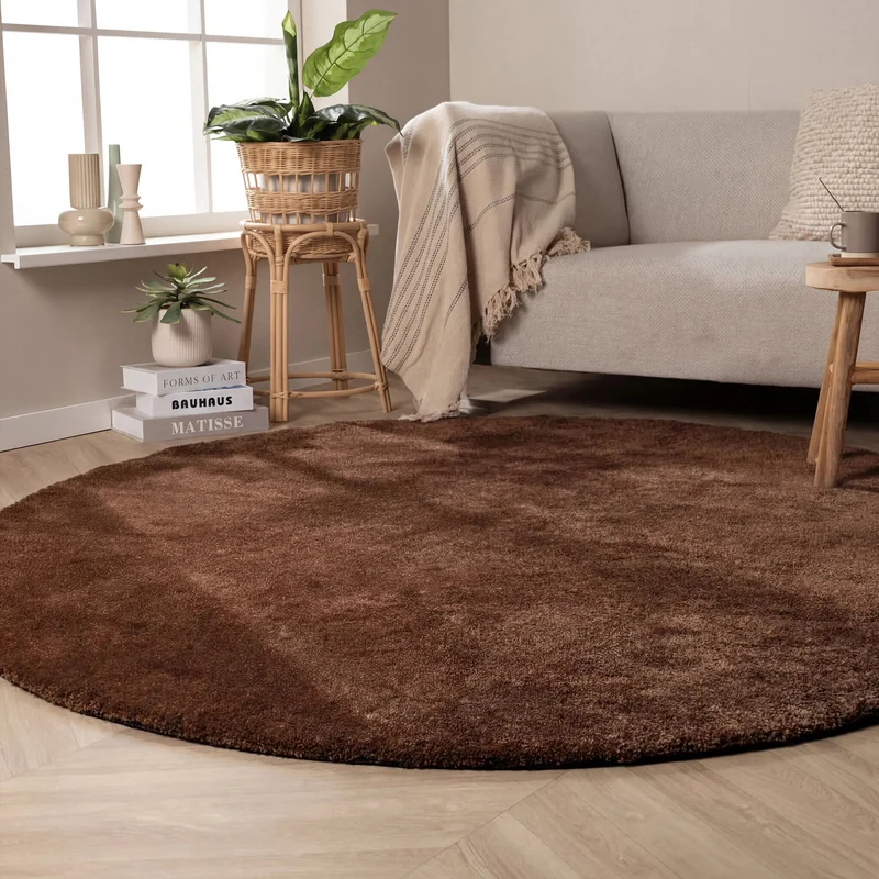 Waschbarer Teppich Rund - Clean Dunkelbraun