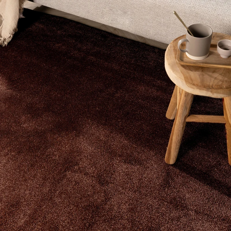 Waschbarer Teppich Rund - Clean Dunkelbraun