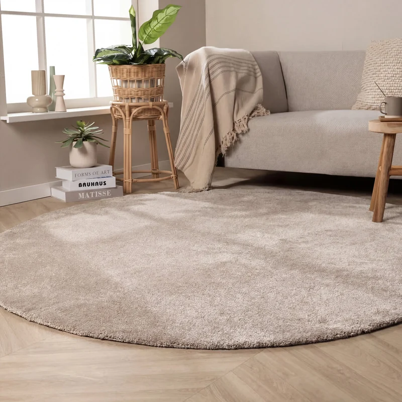 Waschbarer Teppich Rund - Clean Creme