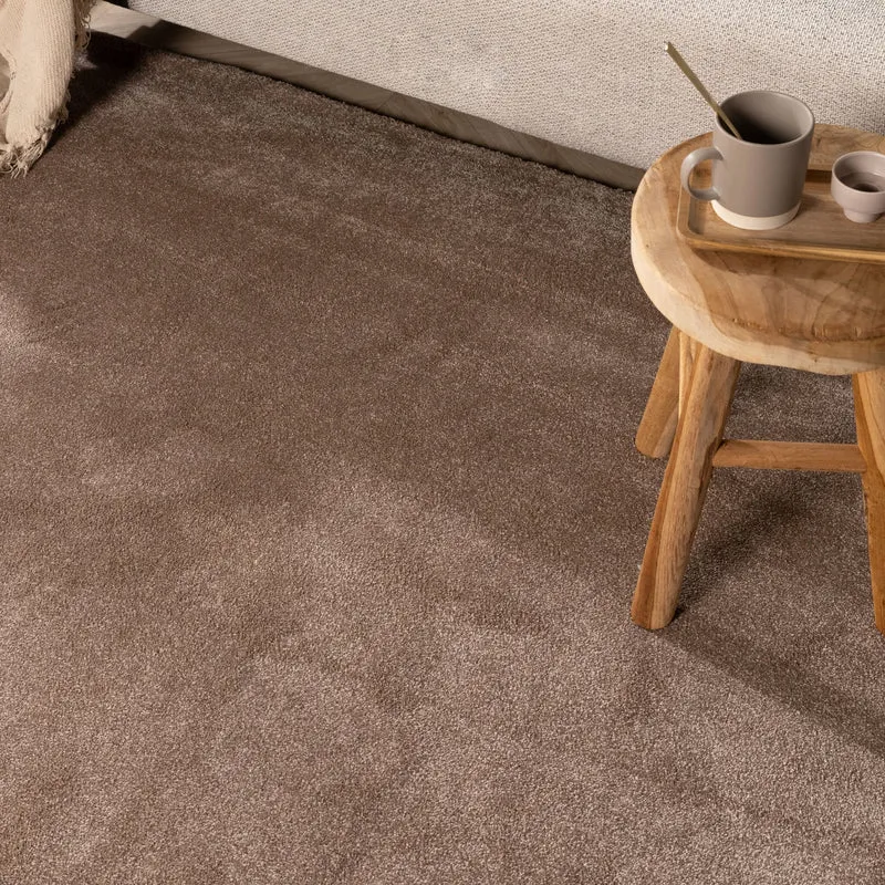 Waschbarer Teppich Rund - Clean Braun