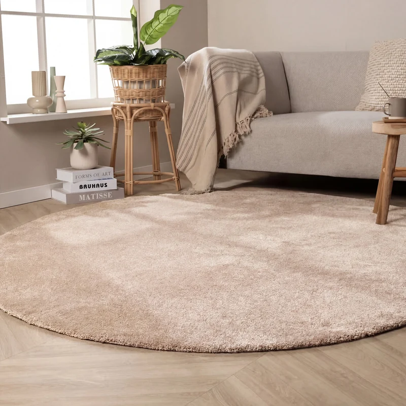 Waschbarer Teppich Rund - Clean Beige