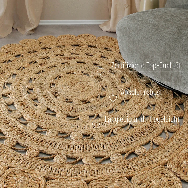 "Bloom" Jute-Teppich – schwer, handgefertigt, hochwertig