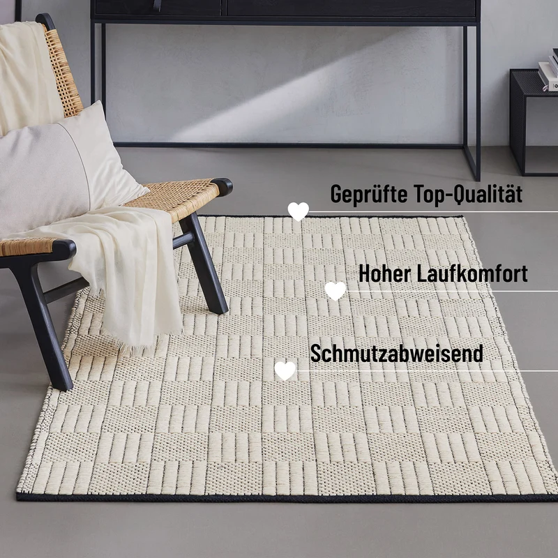 Wollteppich Creme Weiß "Lani" WECONhome