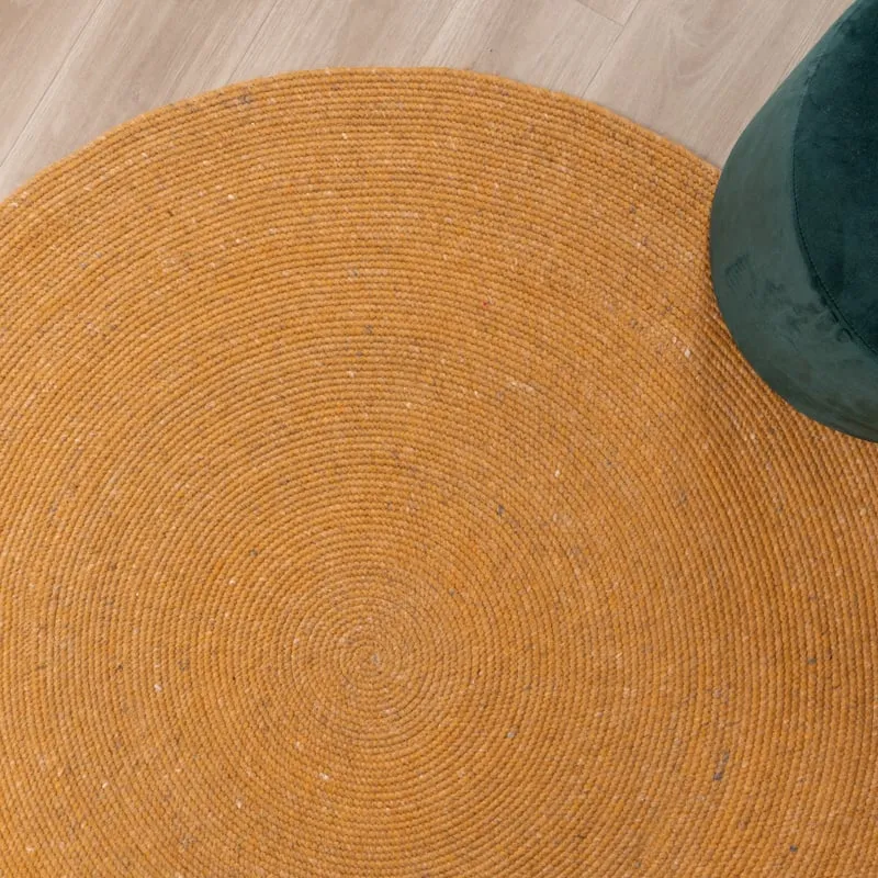 Wollteppich Rund - Wise Gelb Orange 378