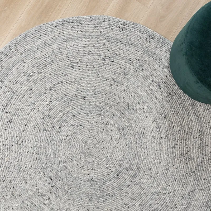 Wollteppich Rund - Wise Grau Weiß 609