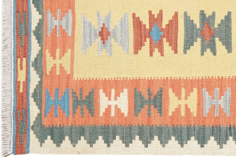 Kelim Gashgai · Handgewebt – Gelb, 202x91 cm