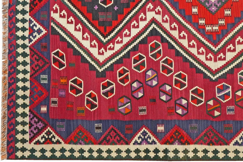 Kelim Gashgai Old · Handgewebt – Rot, 226x165 cm