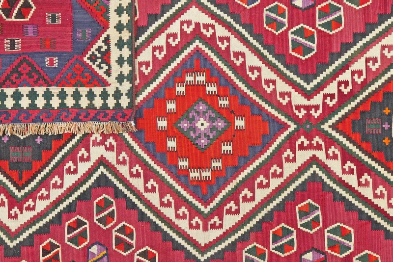 Kelim Gashgai Old · Handgewebt – Rot, 226x165 cm