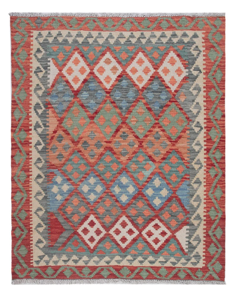 Kelim Maimene Teppich 100x126cm - mehrfarbig