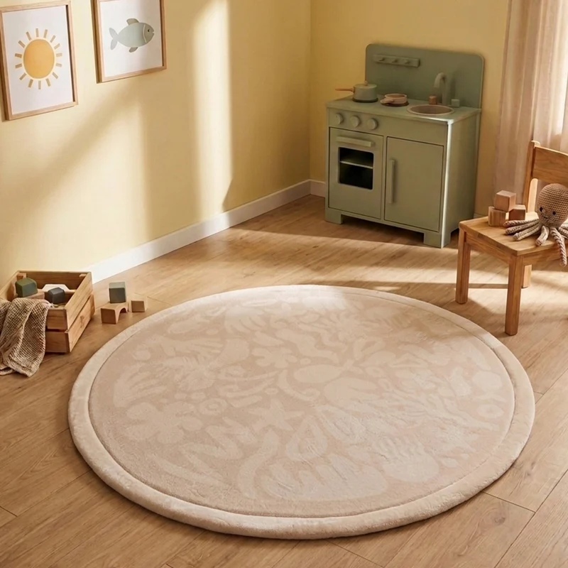 Waschbare Spielmatte Rund - Flo Beige
