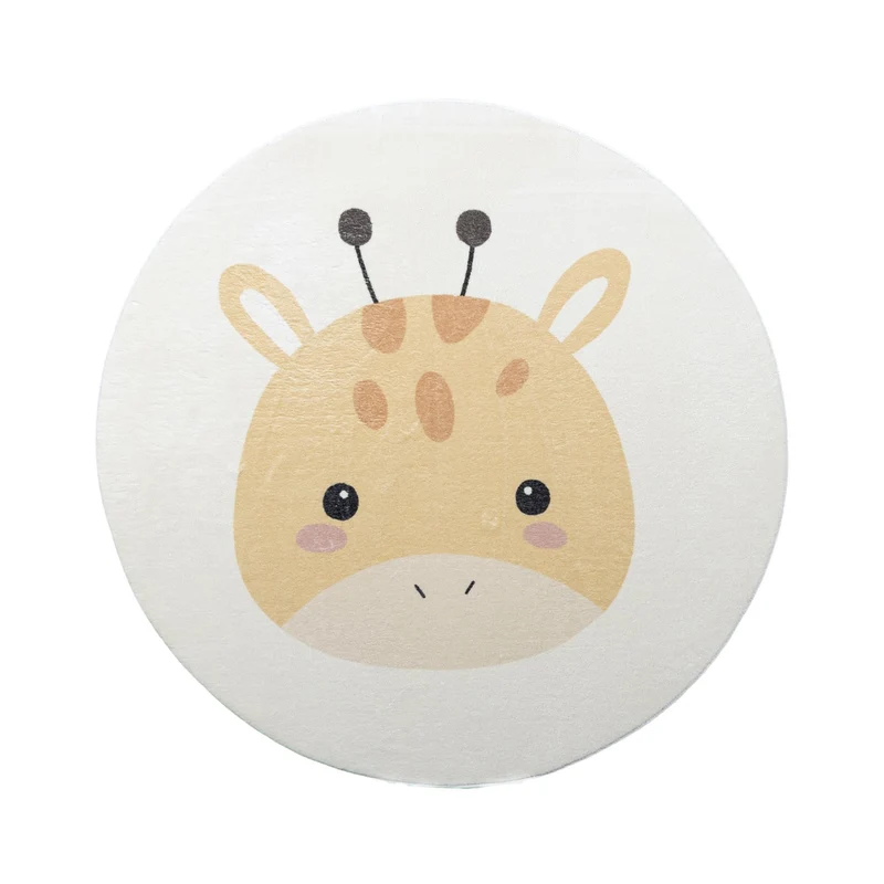 Waschbarer Spielteppich Rund - Sammy Giraffe Gelb